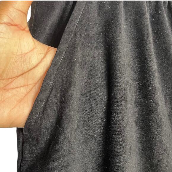 Erika Straight Leg Faux Suede Pants Women's L Black Floral Embroidery Casual VTG - Picture 6 of 12